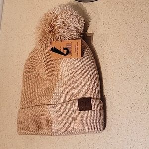 NWT C.C  Knit Pom Beanie Taupe/Beige
